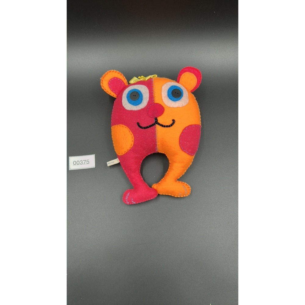 Sweetiebuy Handmade Felt Monster Plush Toy Pink Orange Stitched Artisan Small